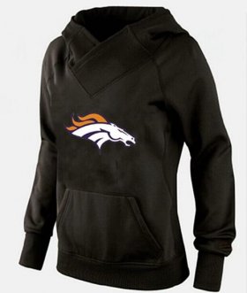 Wholesale Cheap Women\'s Denver Broncos Logo Pullover Hoodie Black-1