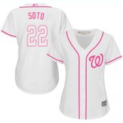 Wholesale Cheap Nationals #22 Juan Soto White/Pink Fashion Women's Stitched MLB Jersey