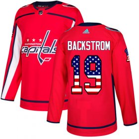 Wholesale Cheap Adidas Capitals #19 Nicklas Backstrom Red Home Authentic USA Flag Stitched Youth NHL Jersey
