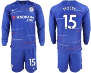 Wholesale Cheap Chelsea #15 Moses Home Long Sleeves Soccer Club Jersey