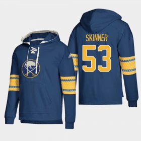 Wholesale Cheap Buffalo Sabres #53 Jeff Skinner Navy adidas Lace-Up Pullover Hoodie