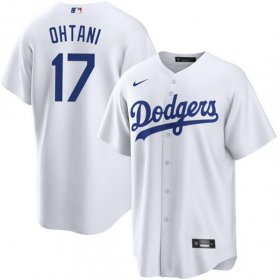 Cheap Men\'s Los Angeles Dodgers #17 Shohei Ohtani White Cool Base Stitched Jersey