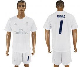 Wholesale Cheap Real Madrid #1 Navas Marine Environmental Protection Home Soccer Club Jersey