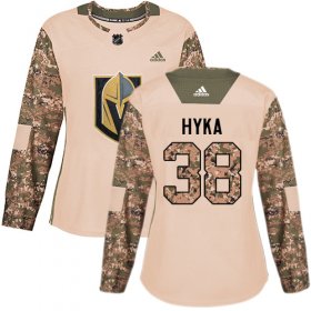Wholesale Cheap Adidas Golden Knights #38 Tomas Hyka Camo Authentic 2017 Veterans Day Women\'s Stitched NHL Jersey