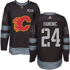 Wholesale Cheap Adidas Flames #24 Travis Hamonic Black 1917-2017 100th Anniversary Stitched NHL Jersey