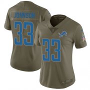 Wholesale Cheap Nike Lions #33 Kerryon Johnson Olive Women's Stitched NFL Limited 2017 Salute to Service Jersey