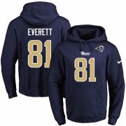 Wholesale Cheap Nike Rams #81 Gerald Everett Gerald Everett Navy Blue Name & Number Pullover NFL Hoodie