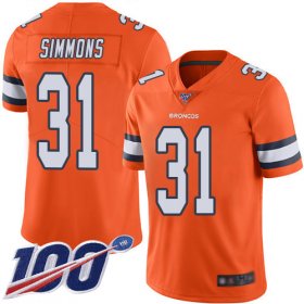 Wholesale Cheap Nike Broncos #31 Justin Simmons Orange Men\'s Stitched NFL Limited Rush 100th Season Jersey