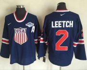 Wholesale Cheap Team USA #2 Brian Leetch Navy Blue 2014 Olympic Nike Throwback Stitched NHL Jersey