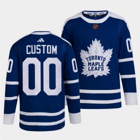 Wholesale Cheap Men\'s Toronto Maple Leafs Black Custom Blue 2022 Reverse Retro Stitched Jersey