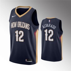 Wholesale Cheap Men\'s New Orleans Pelicans #12 Jose Alvarado Navy Icon Edition Stitched Jersey