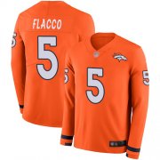Wholesale Cheap Nike Broncos #5 Joe Flacco Orange Team Color Men's Stitched NFL Limited Therma Long Sleeve Jersey
