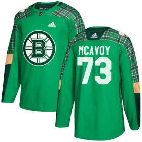 Wholesale Cheap Adidas Bruins #73 Charlie McAvoy adidas Green St. Patrick\'s Day Authentic Practice Stitched NHL Jersey