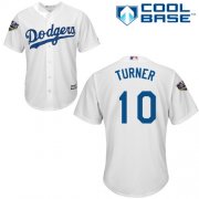 Wholesale Cheap Dodgers #10 Justin Turner White Cool Base 2018 World Series Stitched Youth MLB Jersey