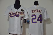 Wholesale Cheap Los Angeles Dodgers #8 #24 Kobe Bryant Youth Nike White Purple No. Cool Base 2020 KB Patch MLB Jersey