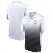 Wholesale Men's Pittsburgh Steelers White Black Iconic Parameter Sublimated Polo