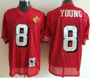 Wholesale Cheap Mitchell And Ness 50TH 49ers #8 Steve Young Red Stitched Throwback NFL Jersey