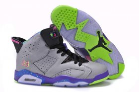 Wholesale Cheap Women\'s Jordan 6 Retro Shoes Cool gray/Purple-pink-green-blk