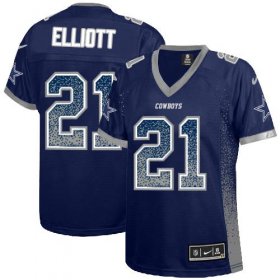Wholesale Cheap Nike Cowboys #21 Ezekiel Elliott Navy Blue Team Color Women\'s Stitched NFL Elite Drift Fashion Jersey