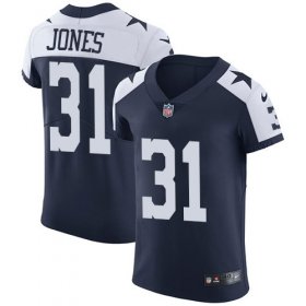 Wholesale Cheap Nike Cowboys #31 Byron Jones Navy Blue Thanksgiving Men\'s Stitched NFL Vapor Untouchable Throwback Elite Jersey