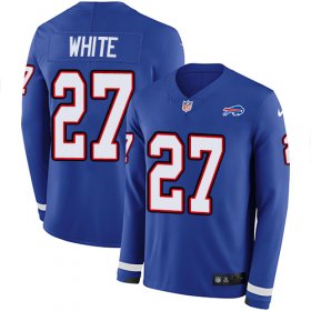 Wholesale Cheap Nike Bills #27 Tre\'Davious White Royal Blue Team Color Men\'s Stitched NFL Limited Therma Long Sleeve Jersey