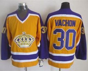Wholesale Cheap Kings #30 Rogie Vachon Yellow CCM Throwback Stitched NHL Jersey