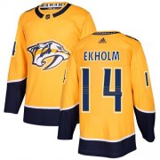 Wholesale Cheap Adidas Predators #14 Mattias Ekholm Yellow Home Authentic Stitched NHL Jersey