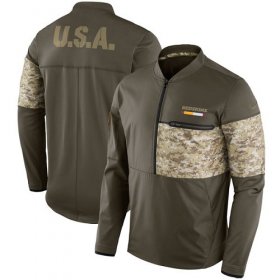 Wholesale Cheap Men\'s Washington Redskins Nike Olive Salute to Service Sideline Hybrid Half-Zip Pullover Jacket