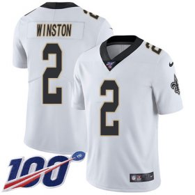 Wholesale Cheap Nike Saints #2 Jameis Winston White Men\'s Stitched NFL 100th Season Vapor Untouchable Limited Jersey
