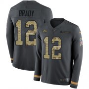 Wholesale Cheap Nike Buccaneers #12 Tom Brady Anthracite Salute to Service Men's Stitched NFL Limited Therma Long Sleeve Jersey