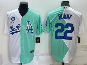 Wholesale Men\'s Los Angeles Dodgers #22 Bad Bunny White Green 2022 All Star Cool Base Stitched Baseball Jersey1