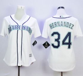 Wholesale Cheap Mariners #34 Felix Hernandez White Home Women\'s Stitched MLB Jersey