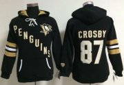 Wholesale Cheap Pittsburgh Penguins #87 Sidney Crosby Black Women's Old Time Heidi NHL Hoodie