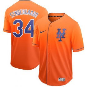 Wholesale Cheap Nike Mets #34 Noah Syndergaard Orange Fade Authentic Stitched MLB Jersey
