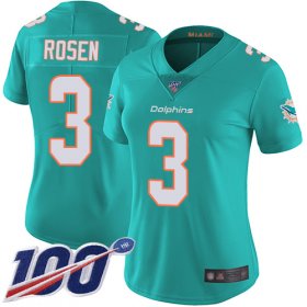 Wholesale Cheap Nike Dolphins #3 Josh Rosen Aqua Green Team Color Women\'s Stitched NFL 100th Season Vapor Limited Jersey