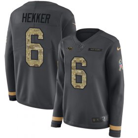 Wholesale Cheap Nike Rams #6 Johnny Hekker Anthracite Salute to Service Women\'s Stitched NFL Limited Therma Long Sleeve Jersey