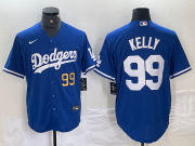 Cheap Mens Los Angeles Dodgers #99 Joe Kelly Number Blue Stitched Cool Base Nike Jersey