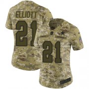 Wholesale Cheap Nike Cowboys #21 Ezekiel Elliott Camo Women's Stitched NFL Limited 2018 Salute to Service Jersey