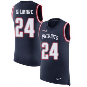Wholesale Cheap Nike Patriots #24 Stephon Gilmore Navy Blue Team Color Men\'s Stitched NFL Limited Rush Tank Top Jersey