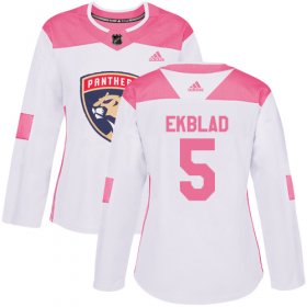 Wholesale Cheap Adidas Panthers #5 Aaron Ekblad White/Pink Authentic Fashion Women\'s Stitched NHL Jersey
