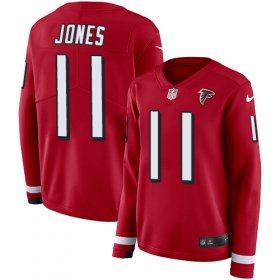 Wholesale Cheap Nike Falcons #11 Julio Jones Red Team Color Women\'s Stitched NFL Limited Therma Long Sleeve Jersey