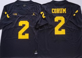 Cheap Men\'s Michigan Wolverines #2 CORUM Blue Stitched Jersey