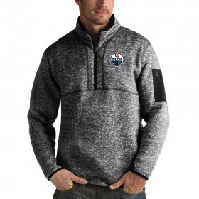 Wholesale Cheap Edmonton Oilers Antigua Fortune Quarter-Zip Pullover Jacket Charcoal