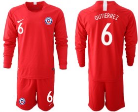 Wholesale Cheap Chile #6 Gutierrez Home Long Sleeves Soccer Country Jersey