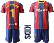 Wholesale Cheap Youth 2020-2021 club Barcelona home 1 red Soccer Jerseys
