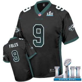 Wholesale Cheap Nike Eagles #9 Nick Foles Black Alternate Super Bowl LII Men\'s Stitched NFL Elite Drift Fashion Jersey