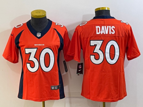 Wholesale Cheap Women\'s Denver Broncos #30 Terrell Davis Orange 2022 Vapor Untouchable Stitched NFL Nike Limited Jersey