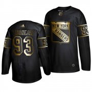 Wholesale Cheap Adidas Rangers #93 Mika Zibanejad Men's 2019 Black Golden Edition Authentic Stitched NHL Jersey