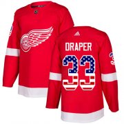 Wholesale Cheap Adidas Red Wings #33 Kris Draper Red Home Authentic USA Flag Stitched NHL Jersey