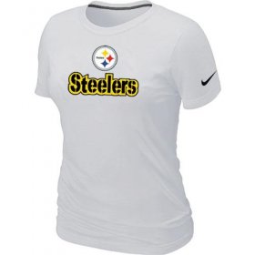 Wholesale Cheap Women\'s Nike Pittsburgh Steelers Authentic Logo T-Shirt White